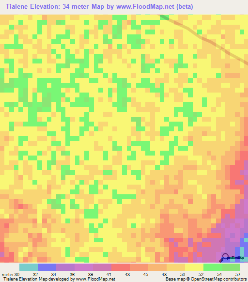Tialene,Senegal Elevation Map