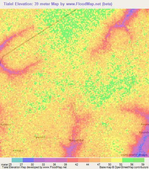 Tialel,Senegal Elevation Map