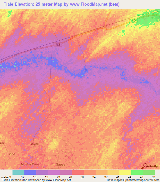 Tiale,Senegal Elevation Map