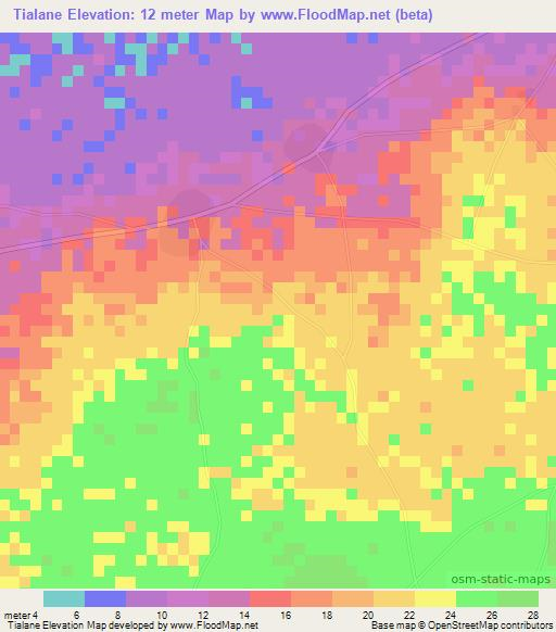 Tialane,Senegal Elevation Map