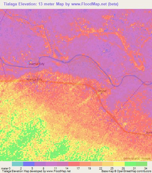 Tialaga,Senegal Elevation Map