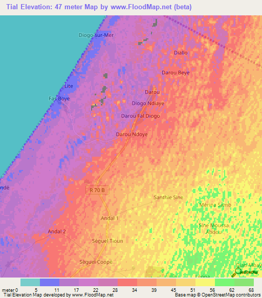 Tial,Senegal Elevation Map