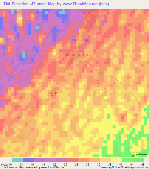 Tial,Senegal Elevation Map