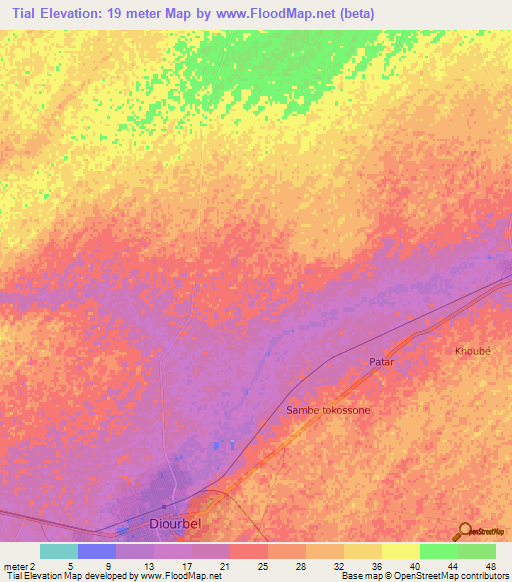 Tial,Senegal Elevation Map