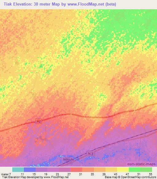 Tiak,Senegal Elevation Map