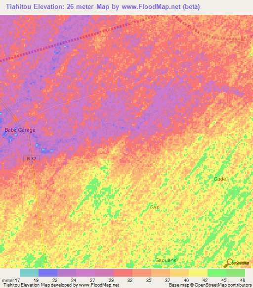 Tiahitou,Senegal Elevation Map