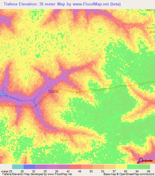 Tiafena,Senegal Elevation Map