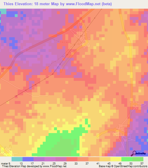 Thies,Senegal Elevation Map