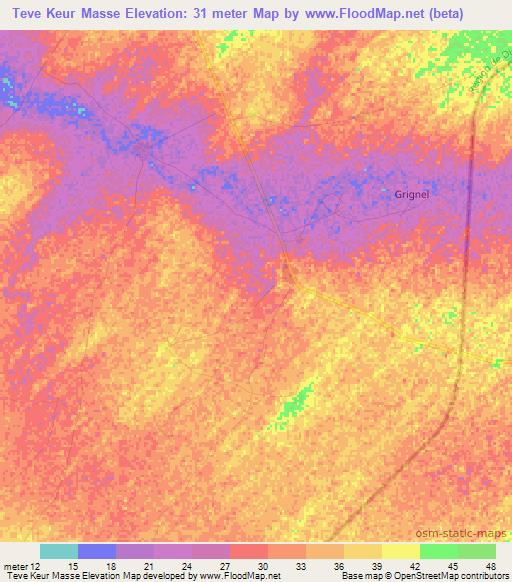 Teve Keur Masse,Senegal Elevation Map