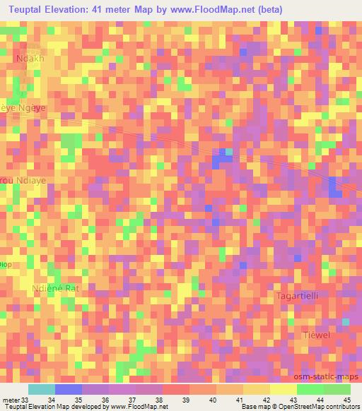 Teuptal,Senegal Elevation Map