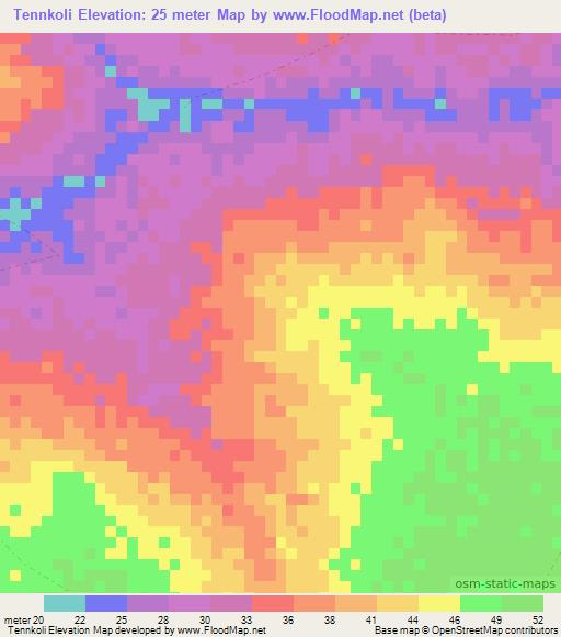 Tennkoli,Senegal Elevation Map