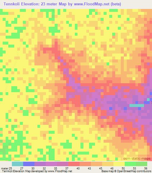Tennkoli,Senegal Elevation Map