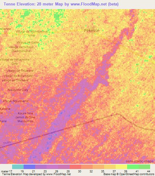 Tenne,Senegal Elevation Map