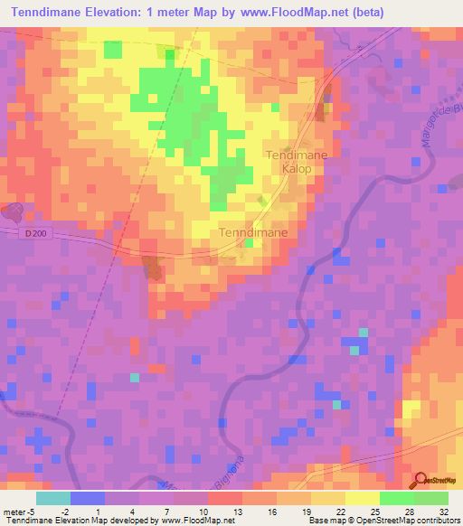 Tenndimane,Senegal Elevation Map