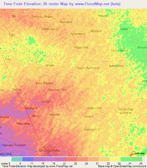 Tene Fode,Senegal Elevation Map