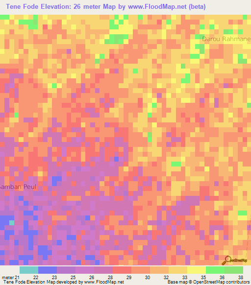 Tene Fode,Senegal Elevation Map