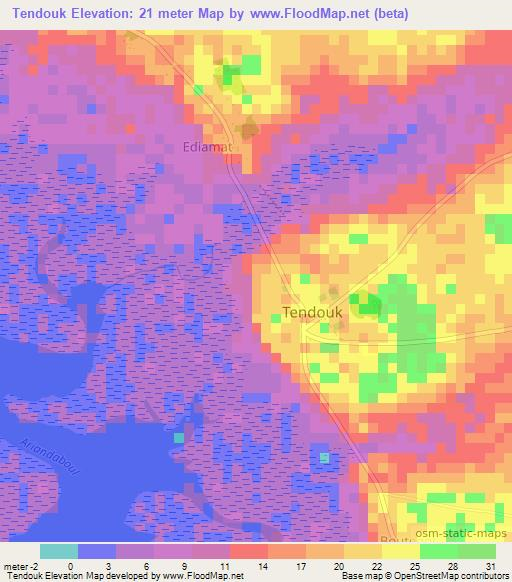 Tendouk,Senegal Elevation Map