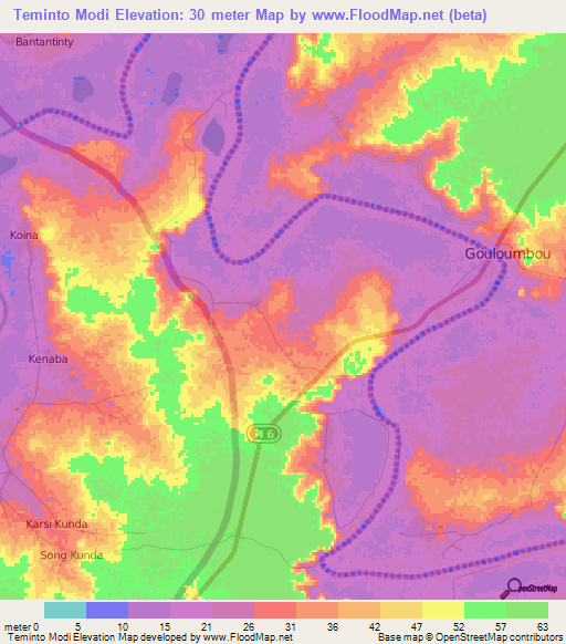 Teminto Modi,Senegal Elevation Map