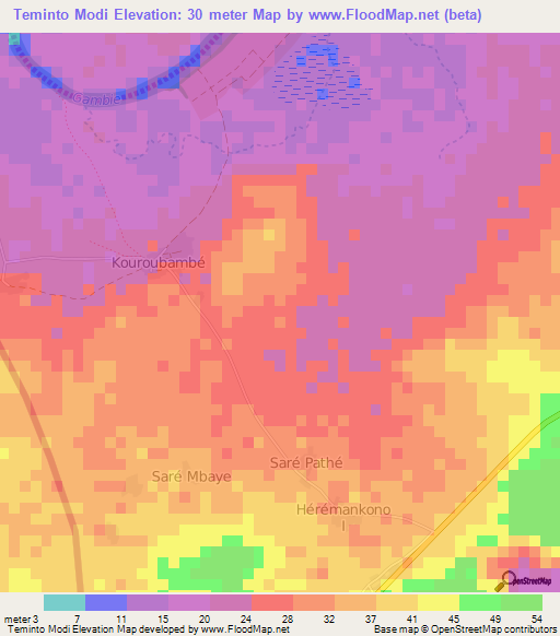 Teminto Modi,Senegal Elevation Map