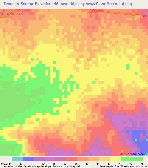 Temento Samba,Senegal Elevation Map