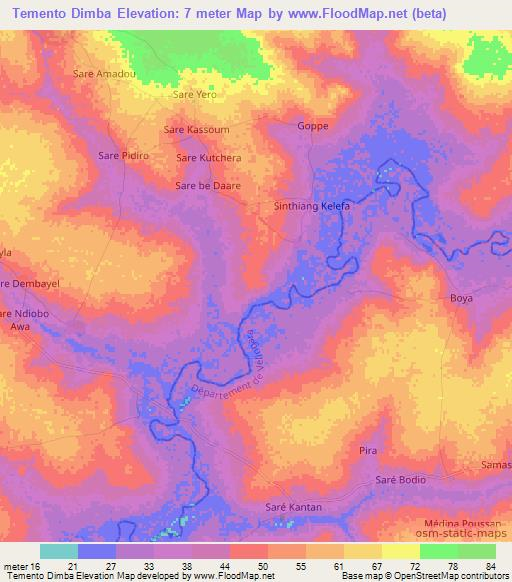 Temento Dimba,Senegal Elevation Map