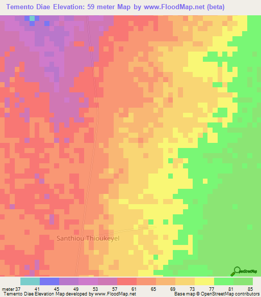 Temento Diae,Senegal Elevation Map