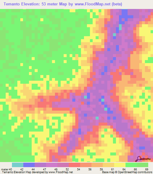 Temanto,Senegal Elevation Map