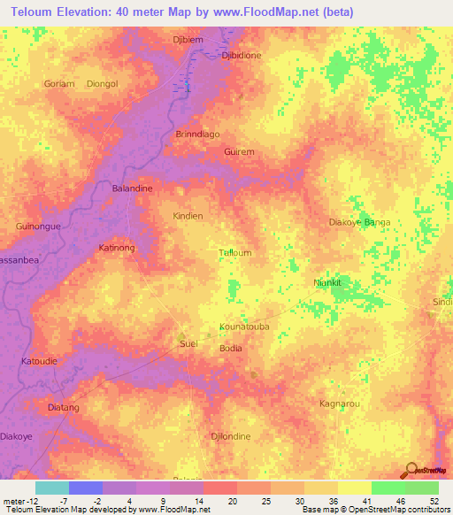 Teloum,Senegal Elevation Map