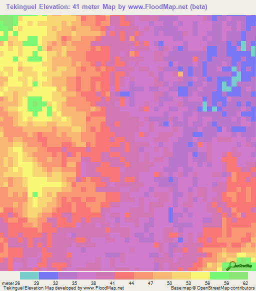 Tekinguel,Senegal Elevation Map