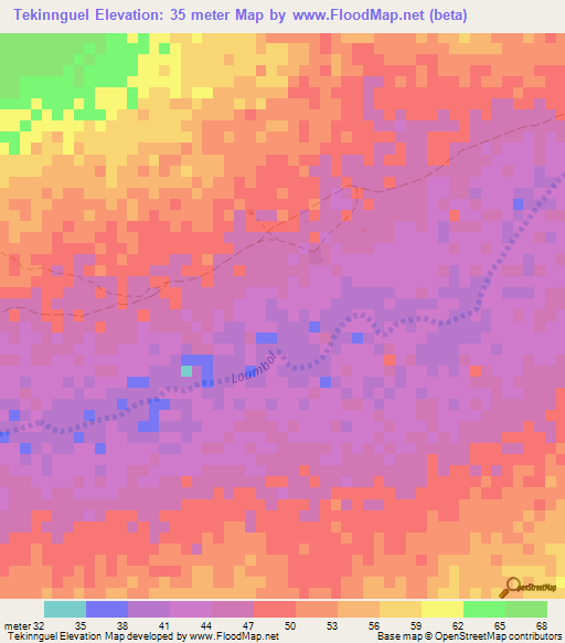 Tekinnguel,Senegal Elevation Map