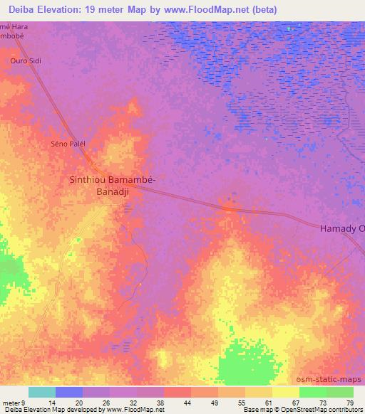 Deiba,Senegal Elevation Map