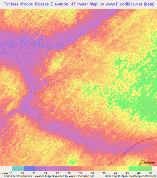 Tchisse Modou Kossas,Senegal Elevation Map