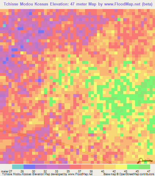 Tchisse Modou Kossas,Senegal Elevation Map