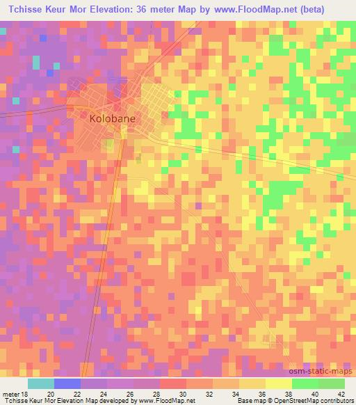 Tchisse Keur Mor,Senegal Elevation Map