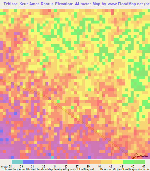 Tchisse Keur Amar Rhoule,Senegal Elevation Map