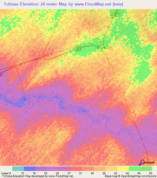 Tchisse,Senegal Elevation Map