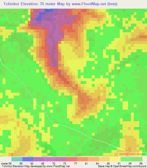 Tchinkor,Senegal Elevation Map
