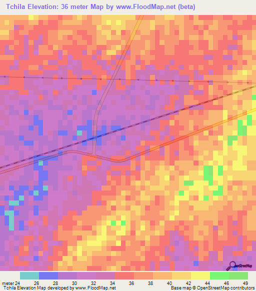 Tchila,Senegal Elevation Map
