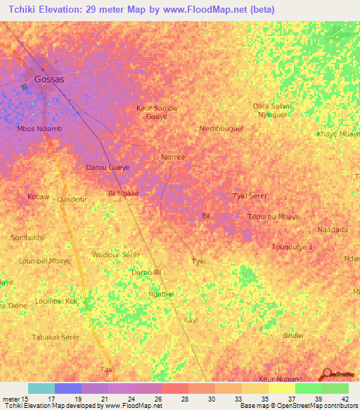 Tchiki,Senegal Elevation Map