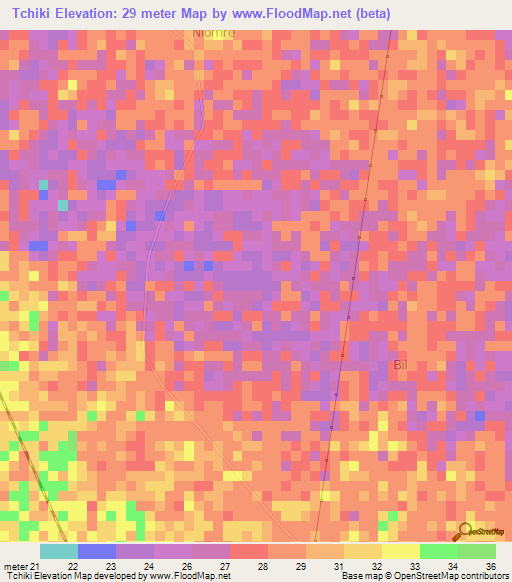 Tchiki,Senegal Elevation Map