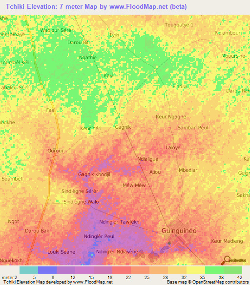 Tchiki,Senegal Elevation Map