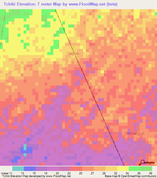 Tchiki,Senegal Elevation Map