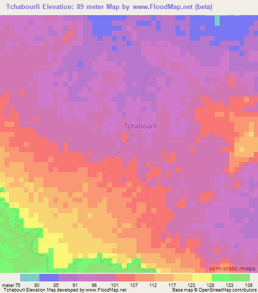 Tchabourli,Senegal Elevation Map