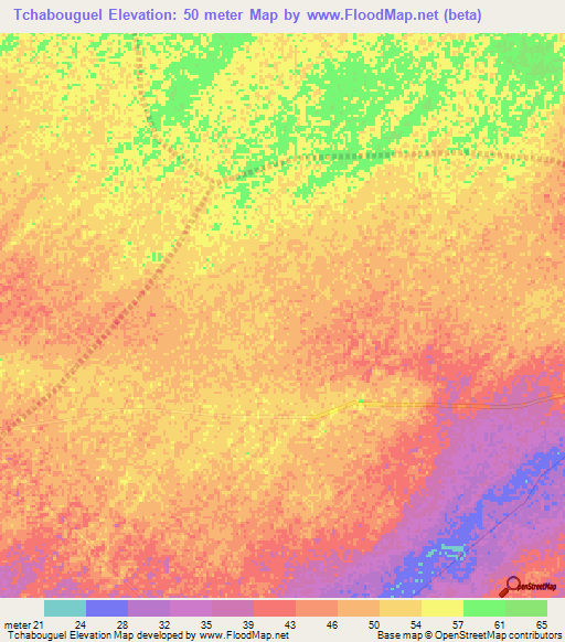 Tchabouguel,Senegal Elevation Map