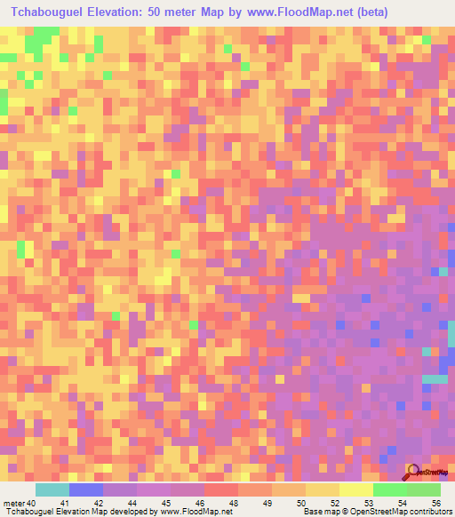 Tchabouguel,Senegal Elevation Map