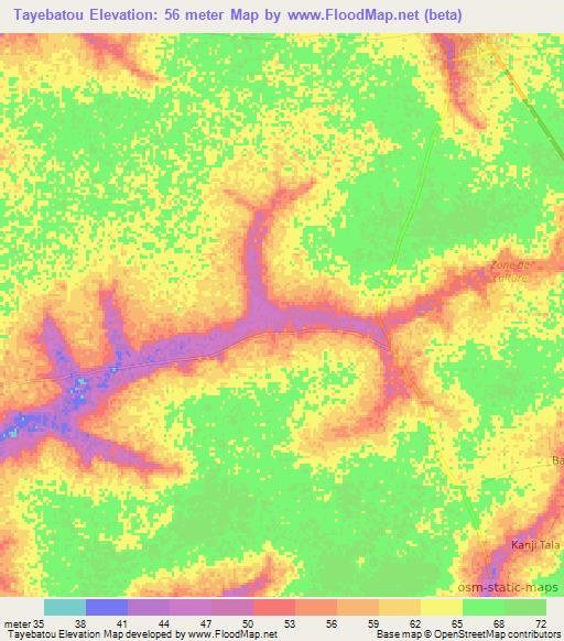 Tayebatou,Senegal Elevation Map