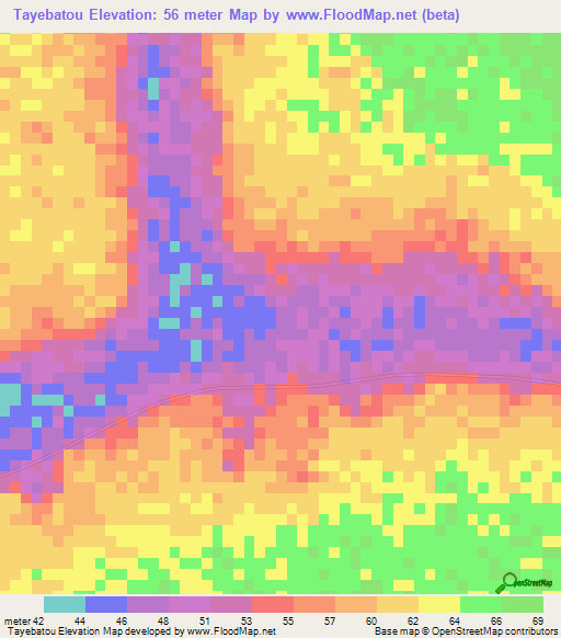 Tayebatou,Senegal Elevation Map