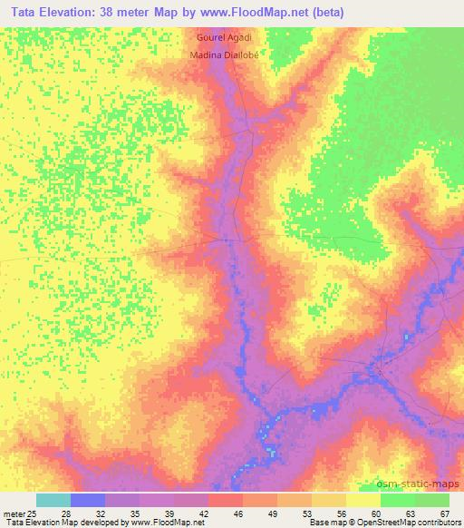 Tata,Senegal Elevation Map