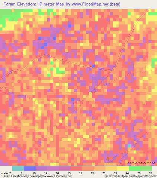 Taram,Senegal Elevation Map