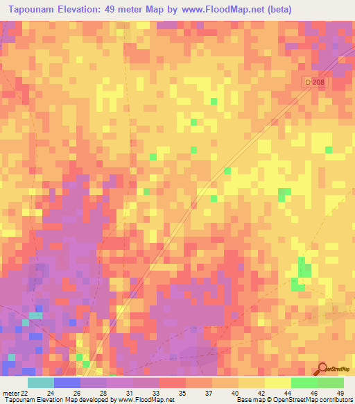 Tapounam,Senegal Elevation Map